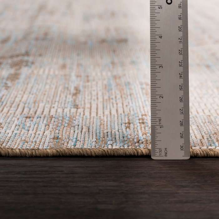 Joss & Main Rossa Camel/Beige/Sky Blue Indoor/Outdoor Rug & Reviews